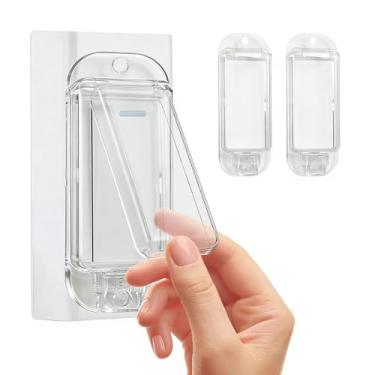 Imagem de 2 capas de proteção de interruptor de luz transparente, ajuste universal para interruptores basculantes padrão – evita alternância acidental, proteção à prova de erros para seus circuitos domésticos