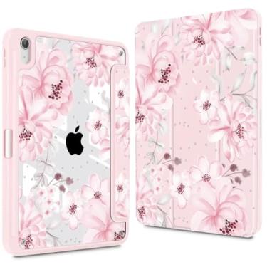 Imagem de CISSOOK Capa para iPad (A16) 11 polegadas 2015 e 11 polegadas iPad 10ª geração 2022, capa protetora fina e leve com padrão 3D + capa traseira rígida de cristal, linda flor rosa