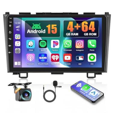 Imagem de [4+64G] Rádio automotivo Android 15 para Honda CRV 2007-2011, Realdio estéreo para carro com carplay sem fio, Android, navegação automática, WiFi, tela sensível ao toque, WiFi, Bluetooth, FM/RDS