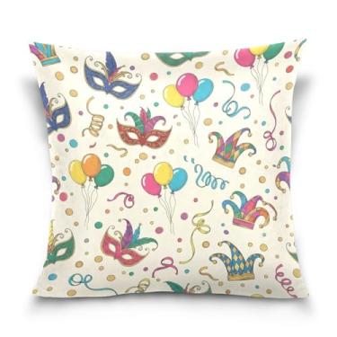 Imagem de Blueangle Capas de almofada de máscara de carnaval - 50 x 50 cm, decoração de férias de fazenda para sofá de casa (356)