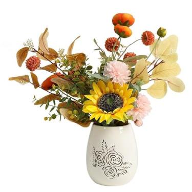 Imagem de Vaso de cerâmica com padrão de flor, ornamentos para decoração de sala de estar, armário de vinho, armário de TV, arranjos de flores modernos, vasos de flores