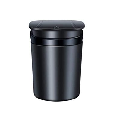 Imagem de Cinzeiro preto com tampa carro ao ar livre casa mesa de centro escritório decoração de mesa cinzeiro bandeja de fumaça (C)