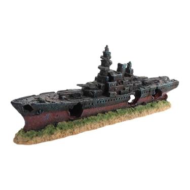 Imagem de Gralara Decoração de aquário com naufrágio, ornamento para aquário de peixes, afundado em resina, esconderijo para répteis e camarões, Style C