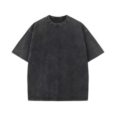 Imagem de Camiseta Vintage Unissex De Algodão Retro Com Manga Drop-shoulder Em C