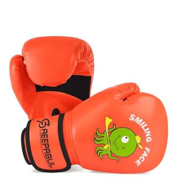 Imagem de SAEEPABUL Luvas de boxe infantis para meninos e meninas de 3 a 8 anos, luvas de boxe para treinamento infantil, luvas de boxe infantis para saco de pancada, kickboxing, muay thai, MMA, 113 g, abóbora