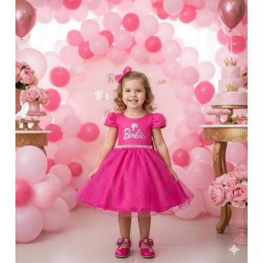 Imagem de Vestido Tematico Mimadine Barbie Pink Glitter - Genérico, Pink, 12