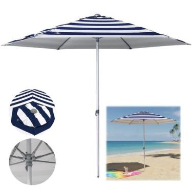 Imagem de Guarda Sol Premium 2,60m Alumínio Reforçado Milagres Azul Listrado - 1