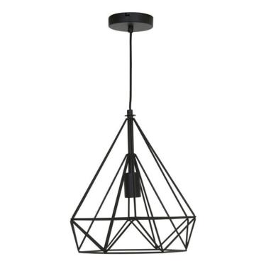Imagem de Pendente Aramado 1 Lampada Em Metal Preto Byron - Inspire