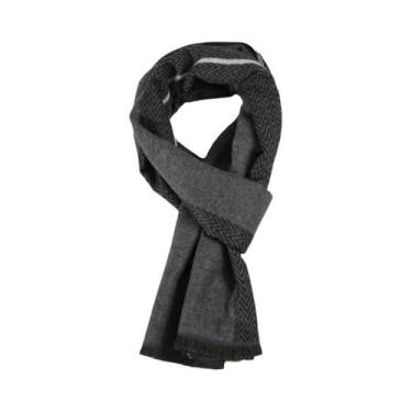 Imagem de Cachecol Masculino De Inverno Com Estampa Xadrez E Paisley, Imitação D
