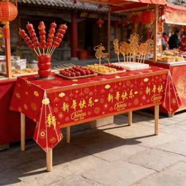 Imagem de Caminho de mesa com padrão de nuvem chinesa de 33 x 188 cm, caminho de mesa asiático, decorações de festa chinesas para festivais de primavera, suprimentos de festa, decoração de jantar de cozinha
