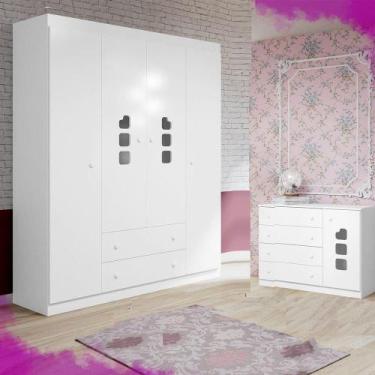 Imagem de Guarda Roupa 4 Portas + Cômoda 4 Gavetas Ana Livia - Phoenix Baby - Br