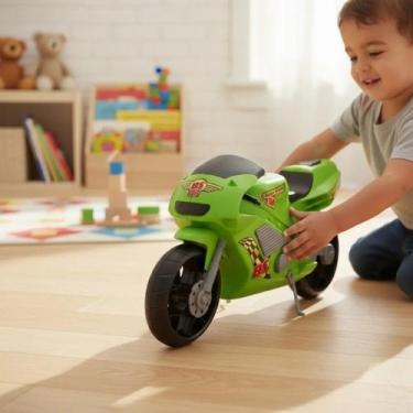 Imagem de Super Moto Esportiva Verde Veiculo Brinquedo Criança Presente Menino B