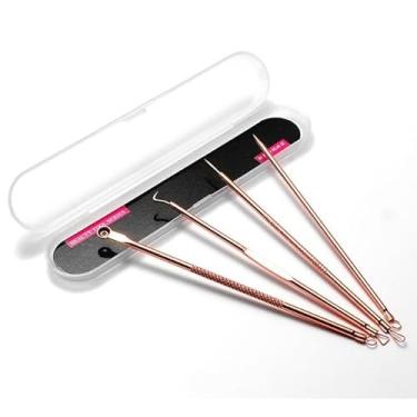 Imagem de 4 peças removedor de cravos profissional inoxidável/espinha extrator de comedão, melhor kit de remoção de acne – tratamento para manchas, estouro de cravos, remoção de espinhas para nariz/rosto/pele
