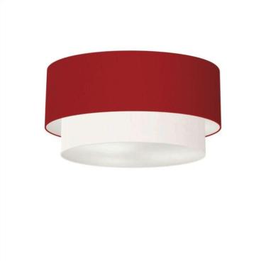 Imagem de Plafon Duplo Cilíndrico Vivare Md-3062 Cúpula Tecido 45x40cm - Bivolt Bordo-branco 127/220v
