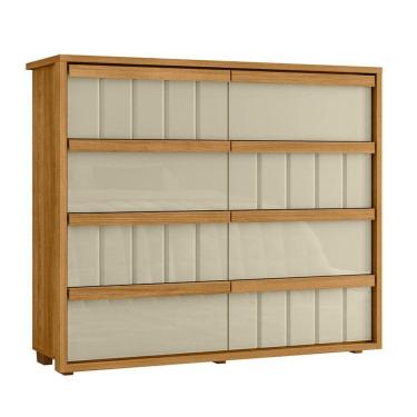 Imagem de Cômoda Tarsila 100% Mdf Ripado 8 Gavetas - 7 Decor Cumaru E Opala