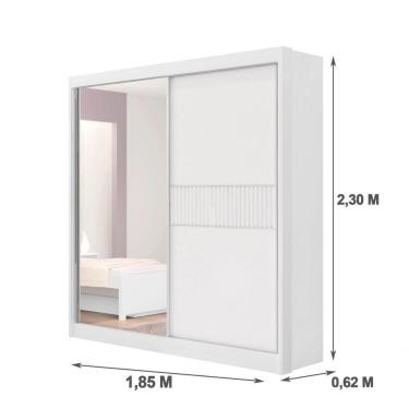 Imagem de Guarda Roupa Casal Athenas 2 Portas Ripado 3 Gavetas Com Espelho Com Pés - D' Doro Branco/ripado