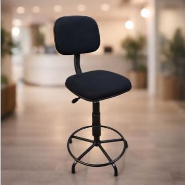 Imagem de Cadeira Caixa Secretária Ergonômica Fixa com Sapatas, em Tecido Base Estrela Reforçada e Regulagem de Altura,Apoio para Pés