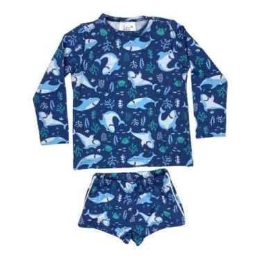 Imagem de Conjunto Infantil Praia Menino Camisa Sunga Proteção Solar - Fofotinho