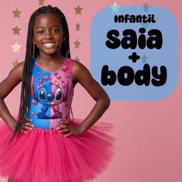 Imagem de Conjunto Body Infantil Angel e Stitch e Saia de Tule Cor:MultiTamanho:
