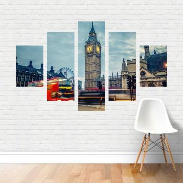 Imagem de Quadro Cidades Big Ben Palácio Westminster Ônibus Canvas