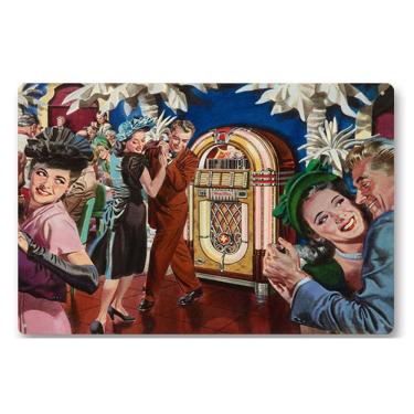 Imagem de Pintura em ferro Retro Jukebox Dancers Decoração de parede 20x30cm