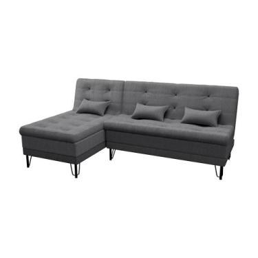 Imagem de Sofá-Cama Casal 3 Lugares com Chaise Nice Suede Cinza - Modern