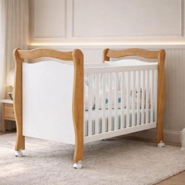 Imagem de Berço Mini Cama Grade Móvel Alvin New Nature/Branco