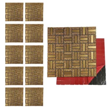 Imagem de Pastilha De Vidro Adesiva Kit 10 Uni Parede Banheiro Cozinha Decorativa Moderna Reforma Requintado Facil Aplicacao