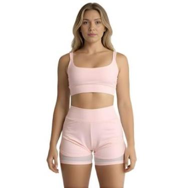 Imagem de Conjunto de Short Duplo Fitness Academia Treino Feminino-Feminino