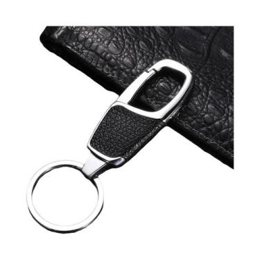 Imagem de Chaveiro Masculino De Couro Genuíno Preto Com Fecho Elegante Para Chav