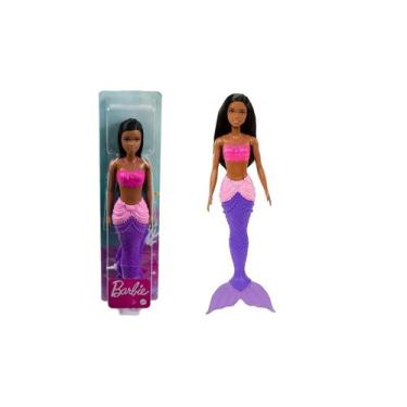 Imagem de HGR04 Boneca Barbie Sereia Basica Negra Cauda Roxa HGR06 Mattel (44856