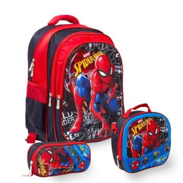 Imagem de Kit Mochila Escolar Menino Homem Aranha Tam G Creche Passeio - TOYS 2U
