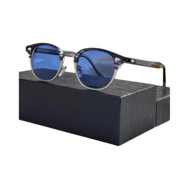 Imagem de Óculos De Sol Unissex Polarizados TR90 Clássicos Com Meia Armação Pret