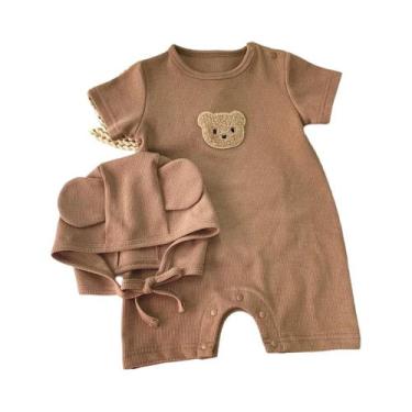 Imagem de Macacão de Algodão para Bebês e Crianças - Manga Curta, Estilo Waffle,