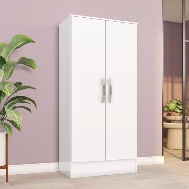 Imagem de Guarda Roupa Solteiro Multiuso Sam 2 Portas de Bater MDP Branco Casa 812
