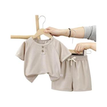 Imagem de Conjunto De Roupas Waffle Para Bebês Meninos De Verão 2 Peças Camisa S