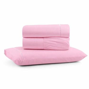 Imagem de Jogo De Lençol Solteiro Premium Soft 600 Fios Micropercal Rosa Bebê Po