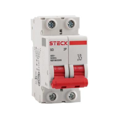 Imagem de Disjuntor Steck Din SDD62C06 - 2 Polos, 6A, Curva C, 3KA, Branco