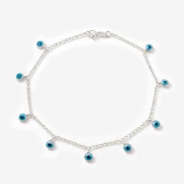 Imagem de Tornozeleira Pingente Olho Grego Prata Legitima 925 Delicada - Lojas L