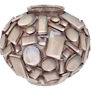 Imagem de VASO DECORATIVO ENFEITE PLANTA CERÂMICA 21x26x26cm BEGE