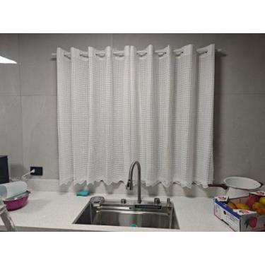 Imagem de Cortina Cozinha Brisa Renda Bouclé com forro cozinha Copa janela até 2