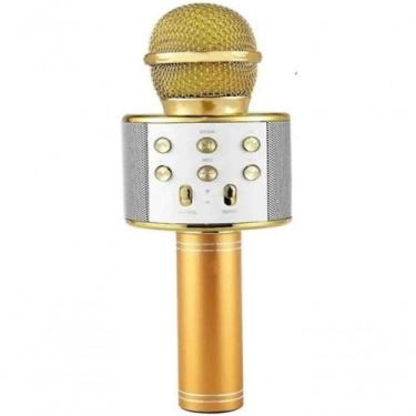 Imagem de Microfone Sem Fio Bluetooth Karaokê Ws 858 - Dourado Homologação: 1498