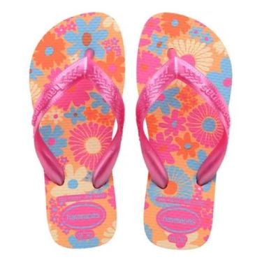 Imagem de Chinelo Havaianas Infantil Menina Flores Pessego, 31/32, Pêssego