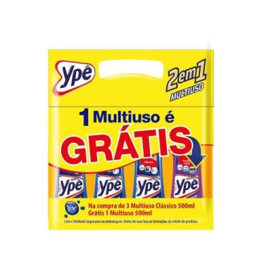 Imagem de Limpador Multiuso Ypê Pack 2 em 1 - 500ml 4 Unidades