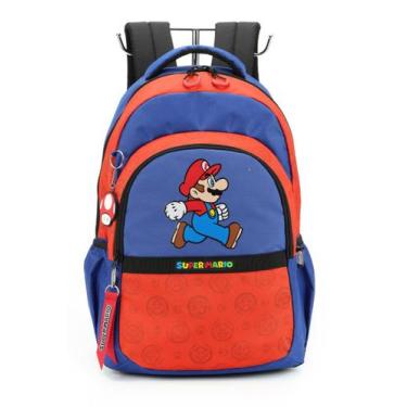 Imagem de Mochila Escolar Azul Super Mario Luxcel MS46931MO