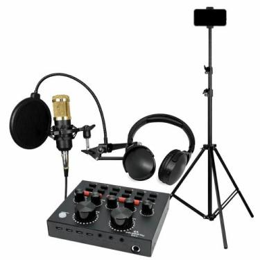 Imagem de Kit Streamer Podcast Live Mic Suporte Fone BT Mesa e Tripé - OEM