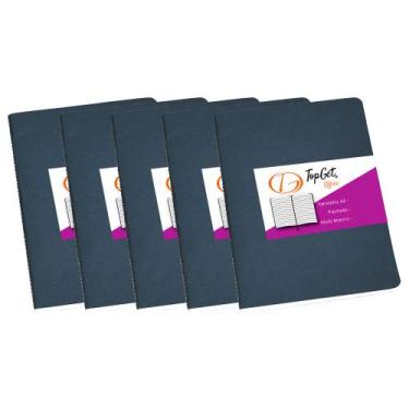 Imagem de Kit 5x Caderneta 14x21cm A5 40 Folhas Pautadas Tupi TopGet, Azul