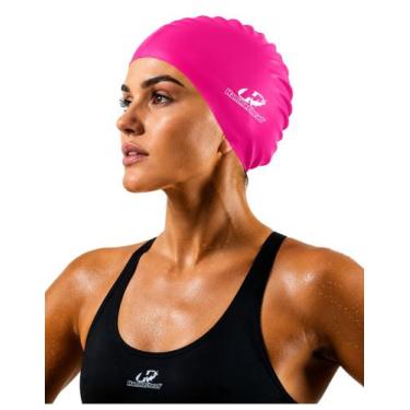 Imagem de Touca Nataçao Silicone Xl Hammerhead Cabelos Longos Grande, Pink, XL