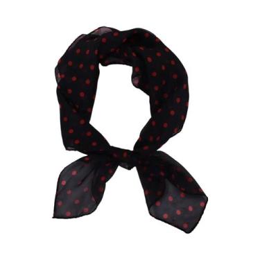 Imagem de Lenço De Chiffon Elegante Retro Com Estampa De Pontinhos, Leve, Macio 