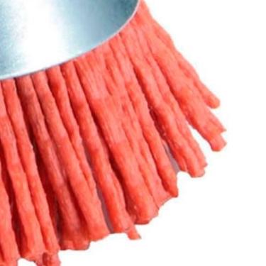 Imagem de Escova Nylon Copo Grossa 63 X 6MM para Furadeira Remoção de Ferrugem e Tinta Haste 6MM Vermelho Makita 63MM